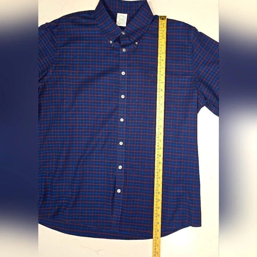 NWOT Brooks Brothers MILANO‎ Non-Iron Stretch Plaid Long Sleeve Butyon Down XL